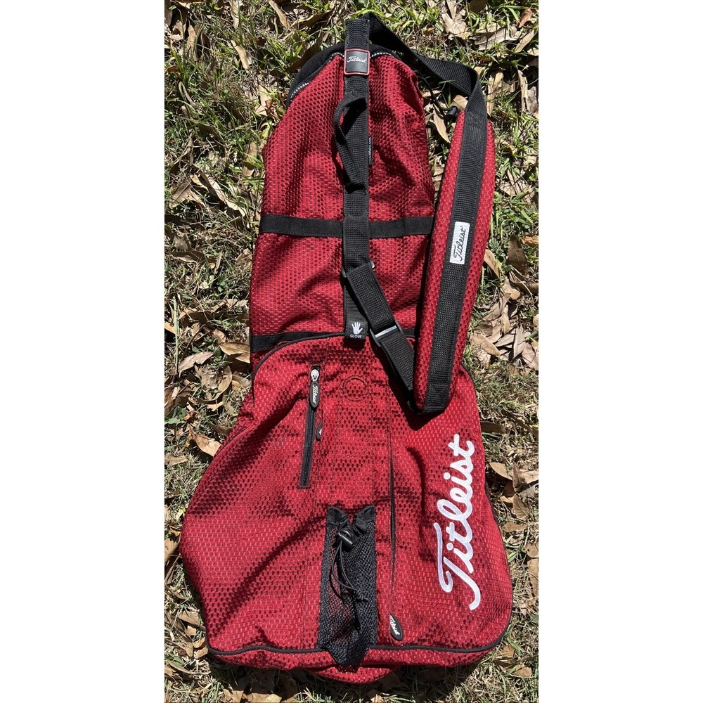 Titleist Sunday Hoofer 2 Way Golf Bag Foldable Soft Embroidered Light Carry Red